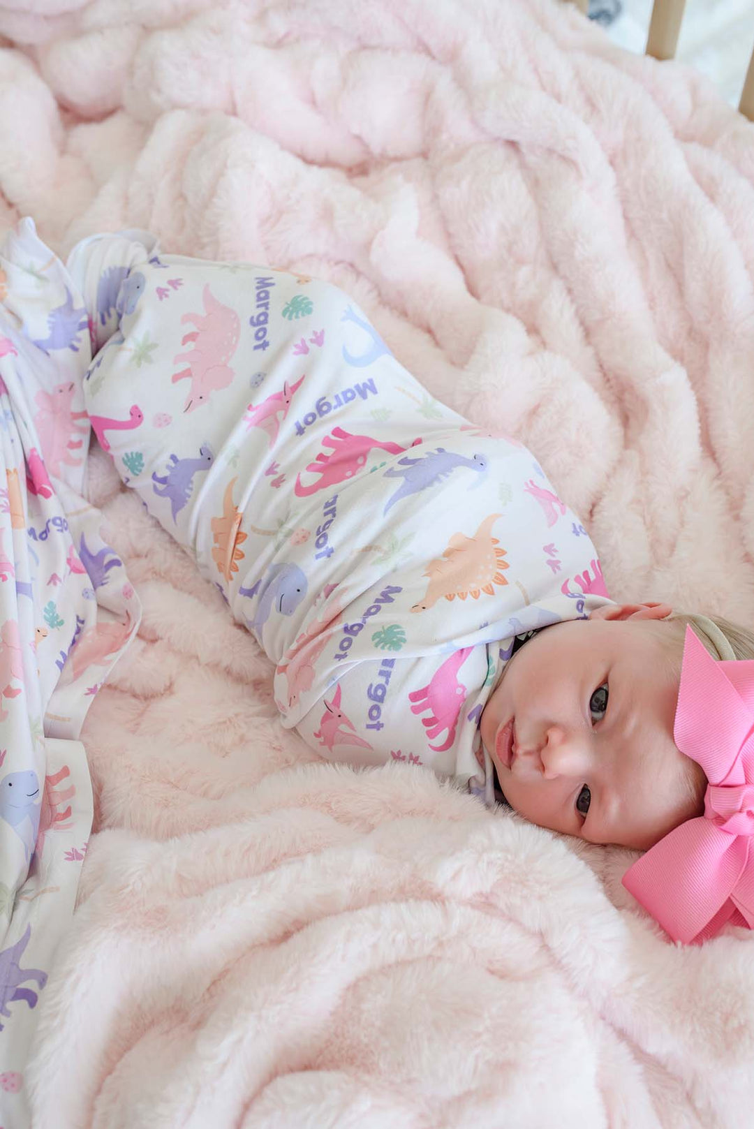 little fossil girly personalized swaddle blanket 