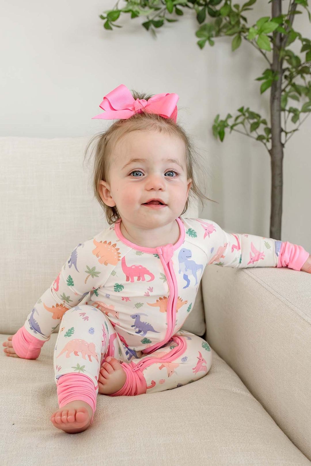 Convertible Bamboo Zip Romper | Little Fossil Pink