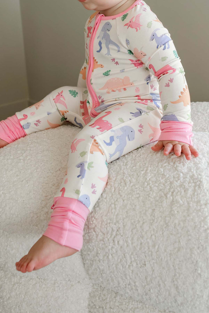 Convertible Bamboo Zip Romper | Little Fossil Pink