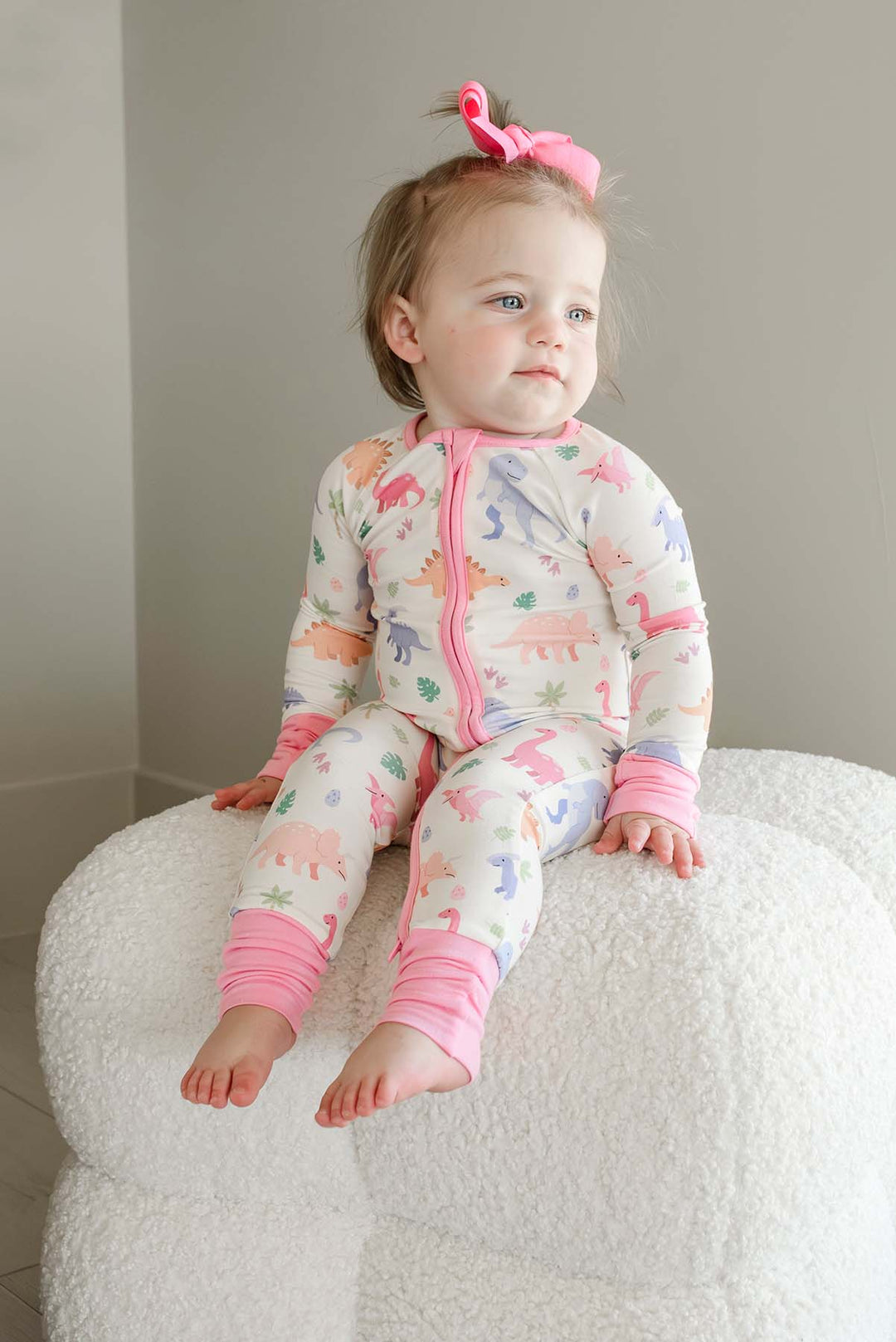 Convertible Bamboo Zip Romper | Little Fossil Pink