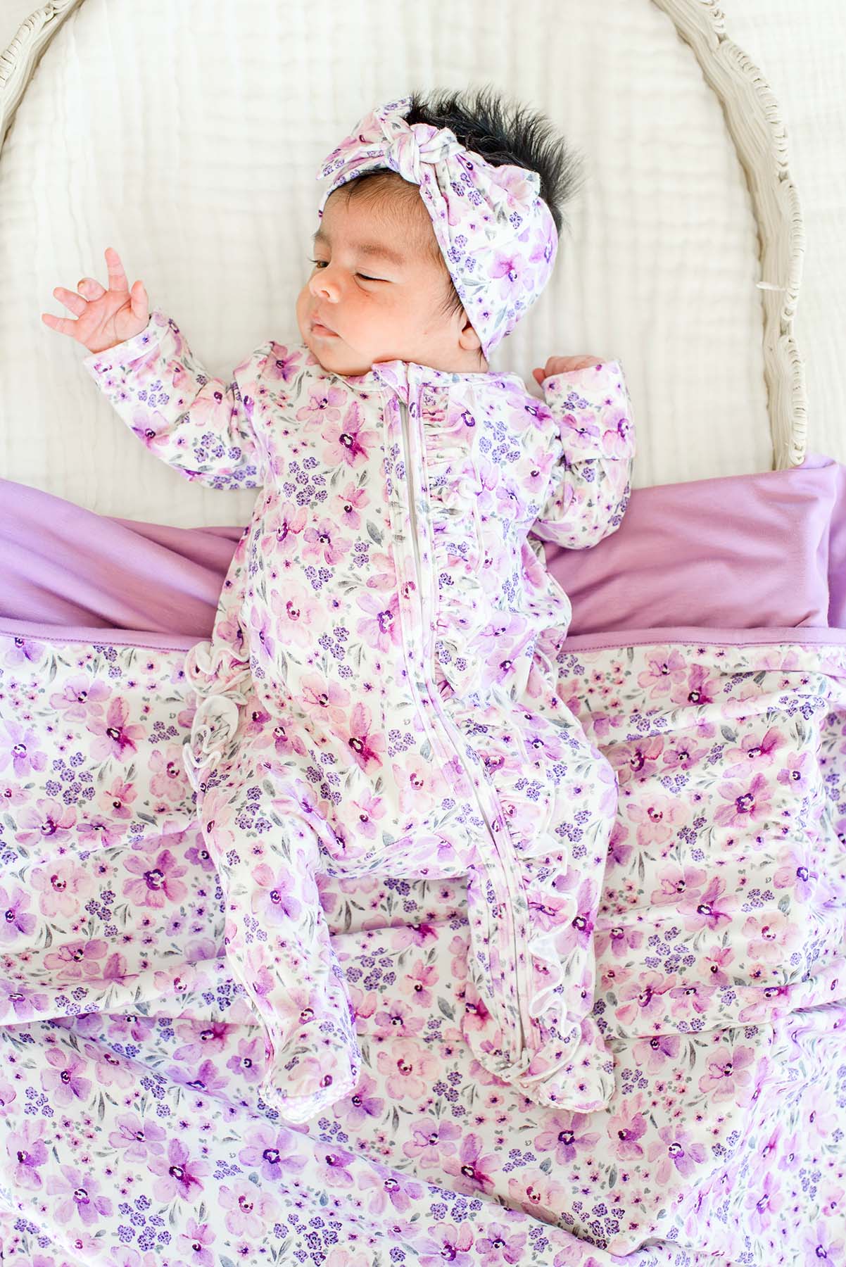 Bamboo Zipper Ruffle Footie | Lilac Dream