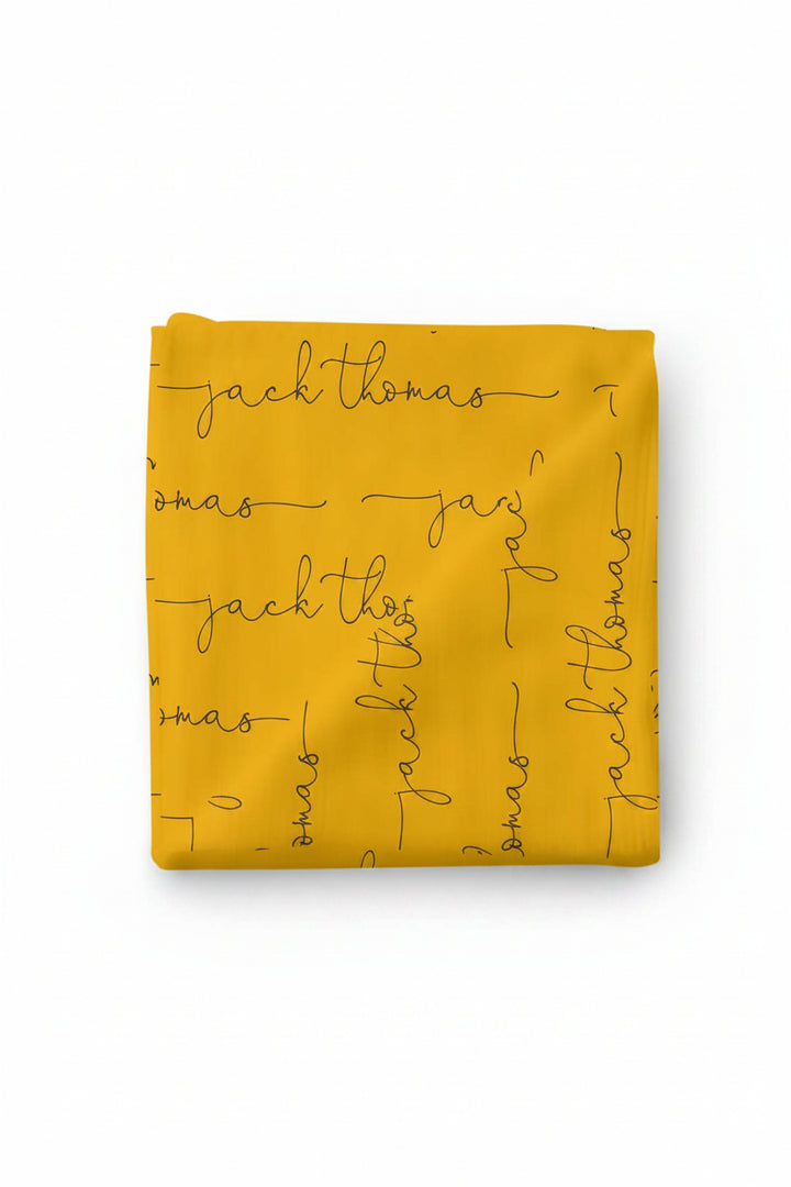 personalized black and yellow swaddle blanket for babies 