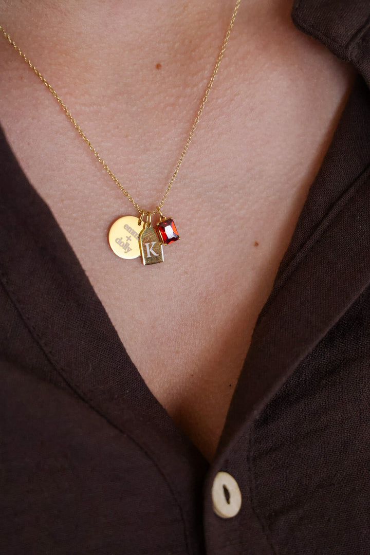 january birthstone necklace for mom with tag charms