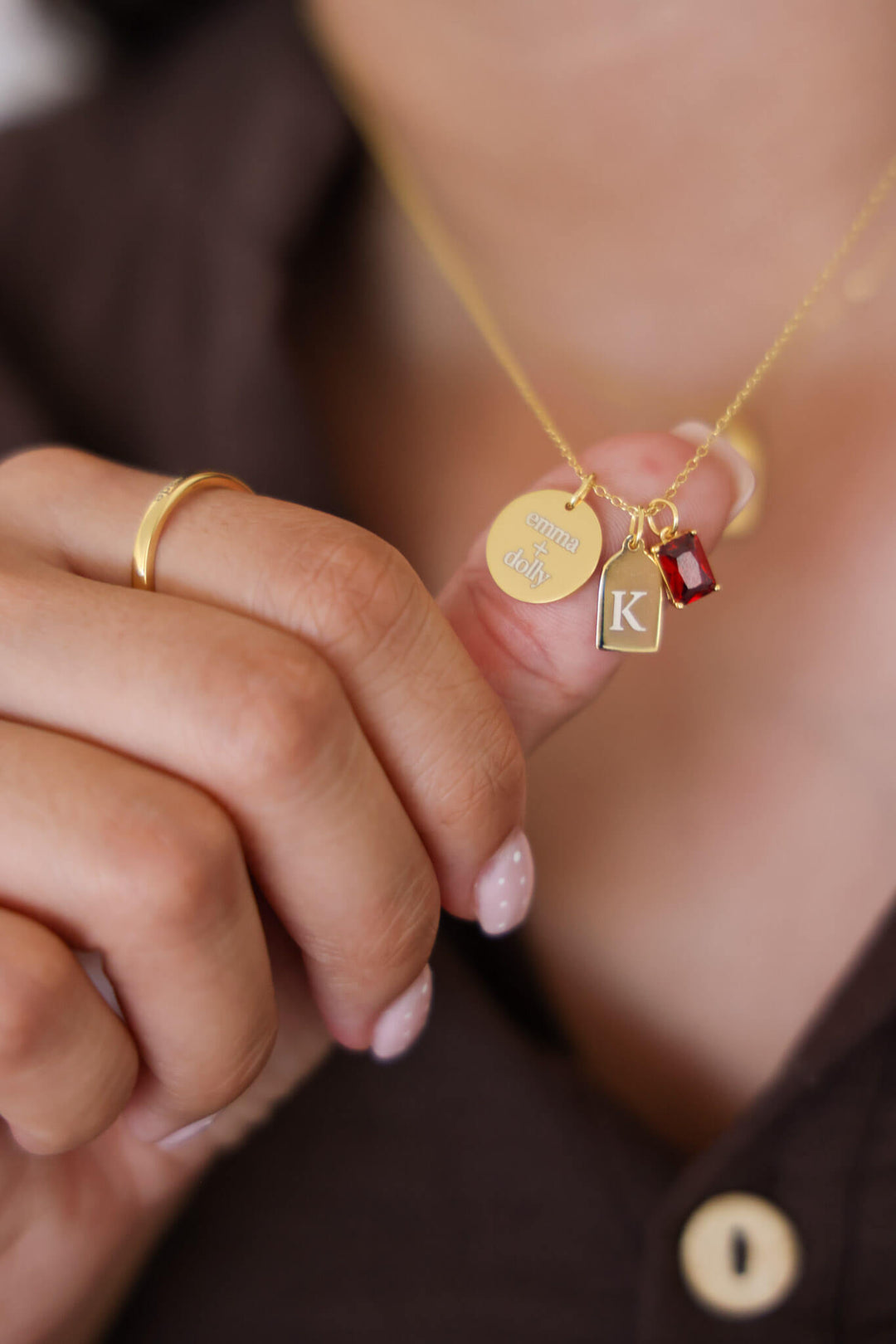 mama jewelry tag necklace with birthstone and ring 