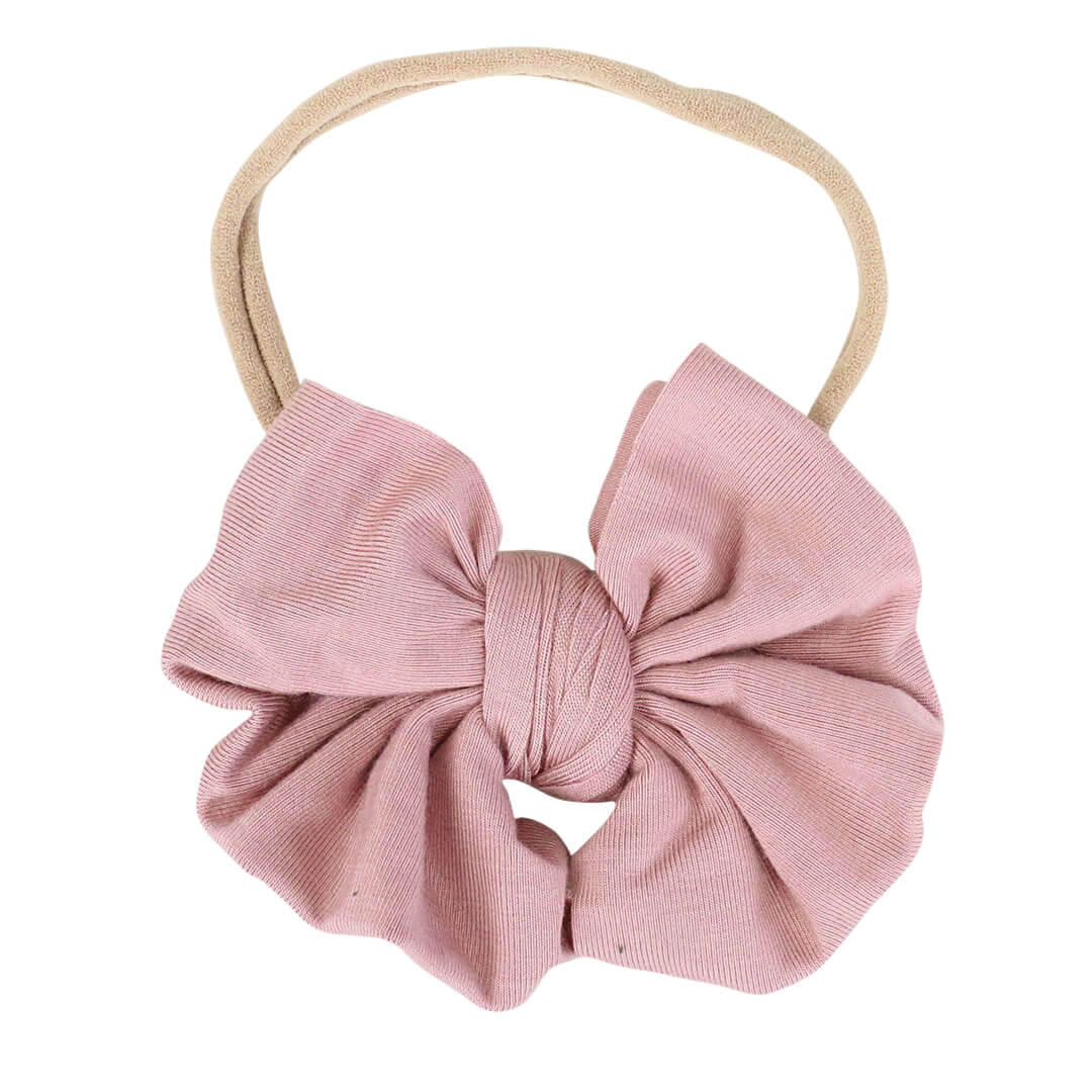 solid mauve knit bow headband 