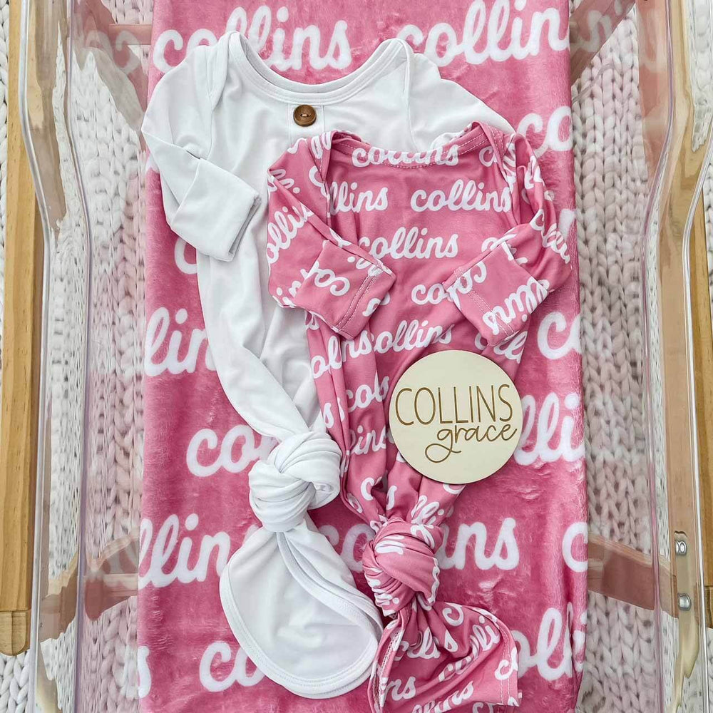 knot gown for newborns pink personalized 