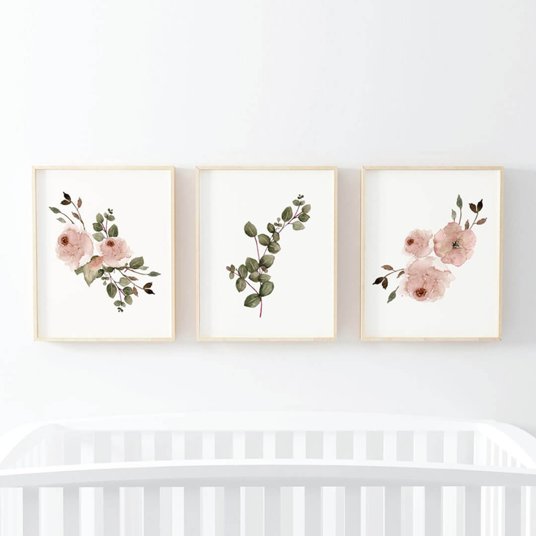 Millie's Dusty Rose Garden Bundled Digital Nursery Wall Art