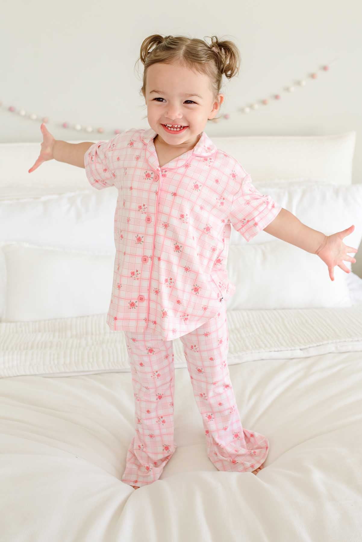 Girls' Two-Piece Bamboo Flare Lounge Set | Primrose Plaid