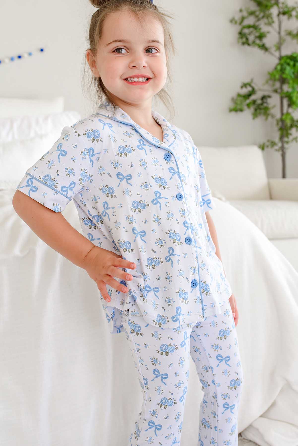 Girls' Two-Piece Bamboo Flare Lounge Set | Tied In Blooms