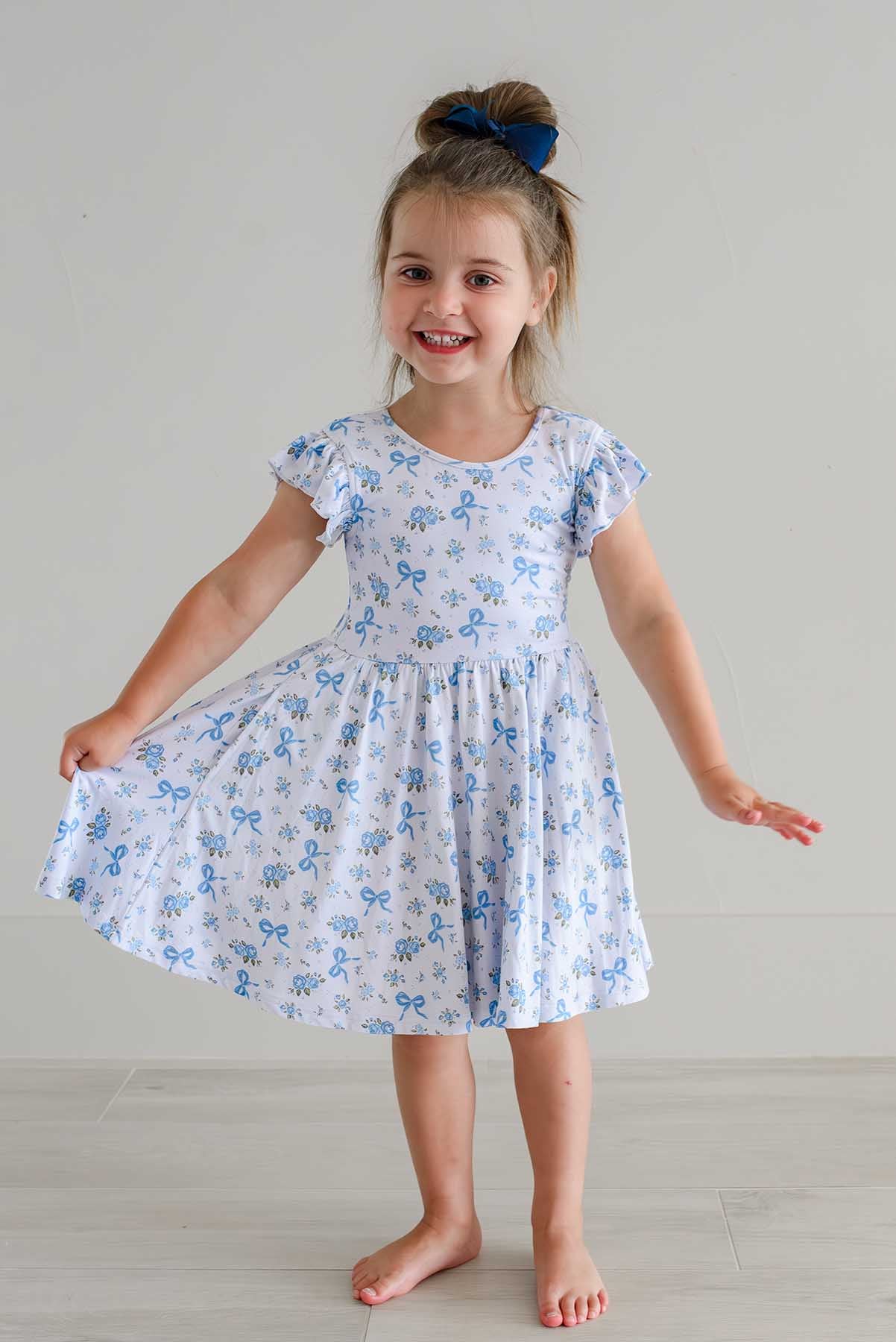 Girls' Ruffle Twirl Dress | Tied In Blooms