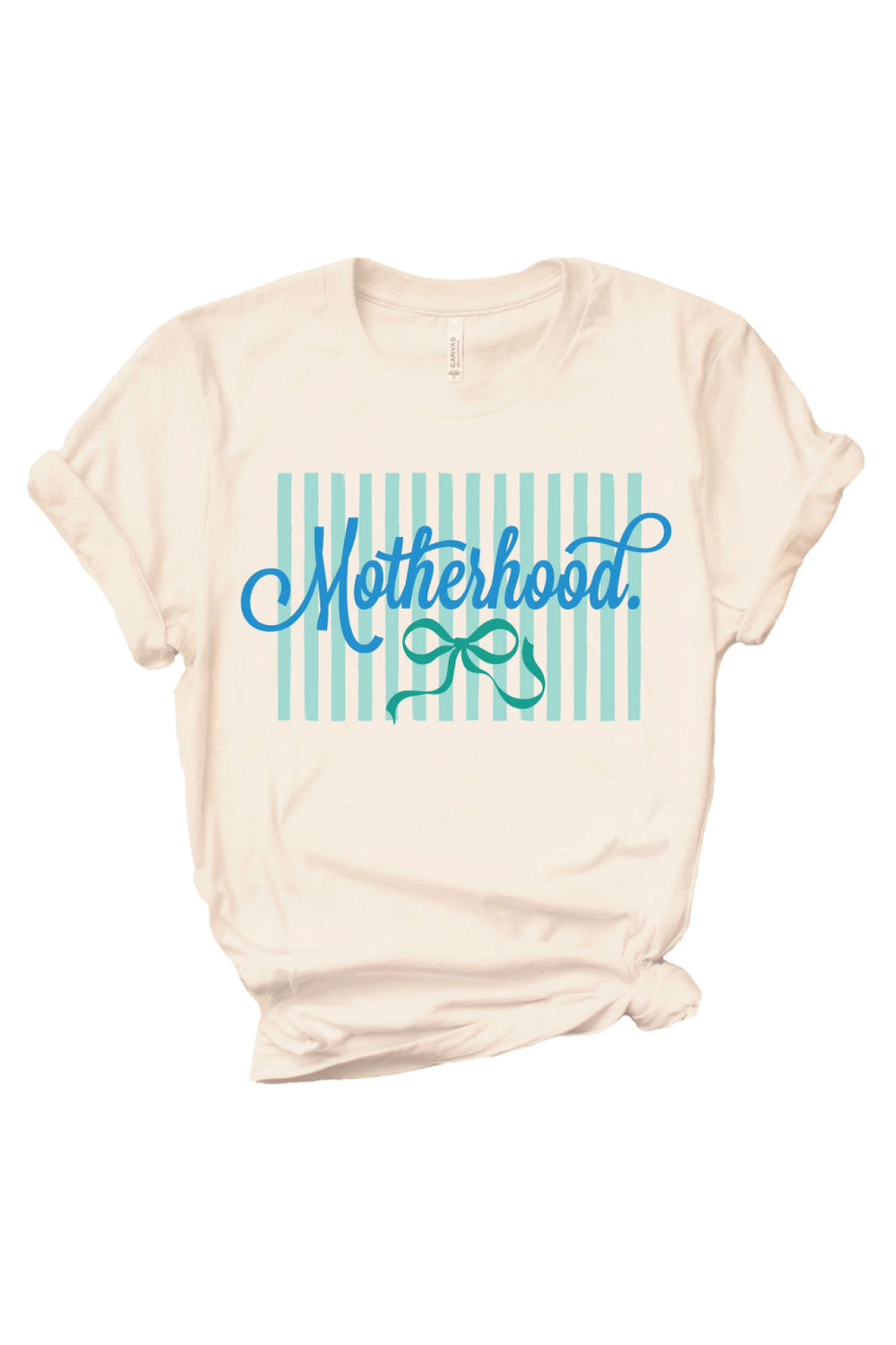 blue and green motherhood graphic tee