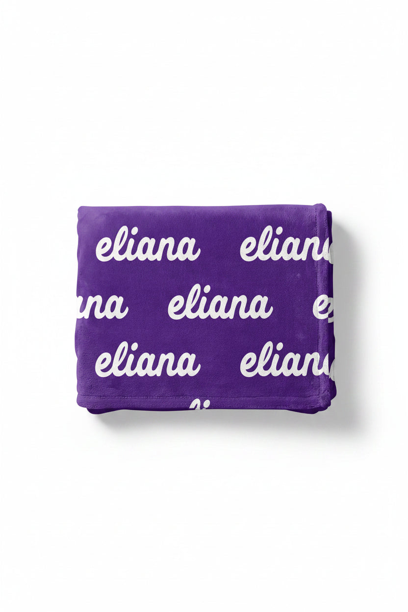 purple personalized baby name swaddle blanket 