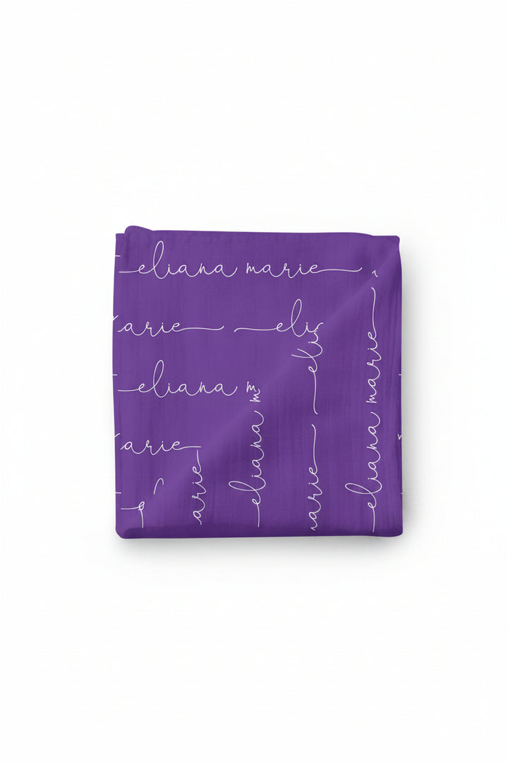 purple personalized swaddle script font 