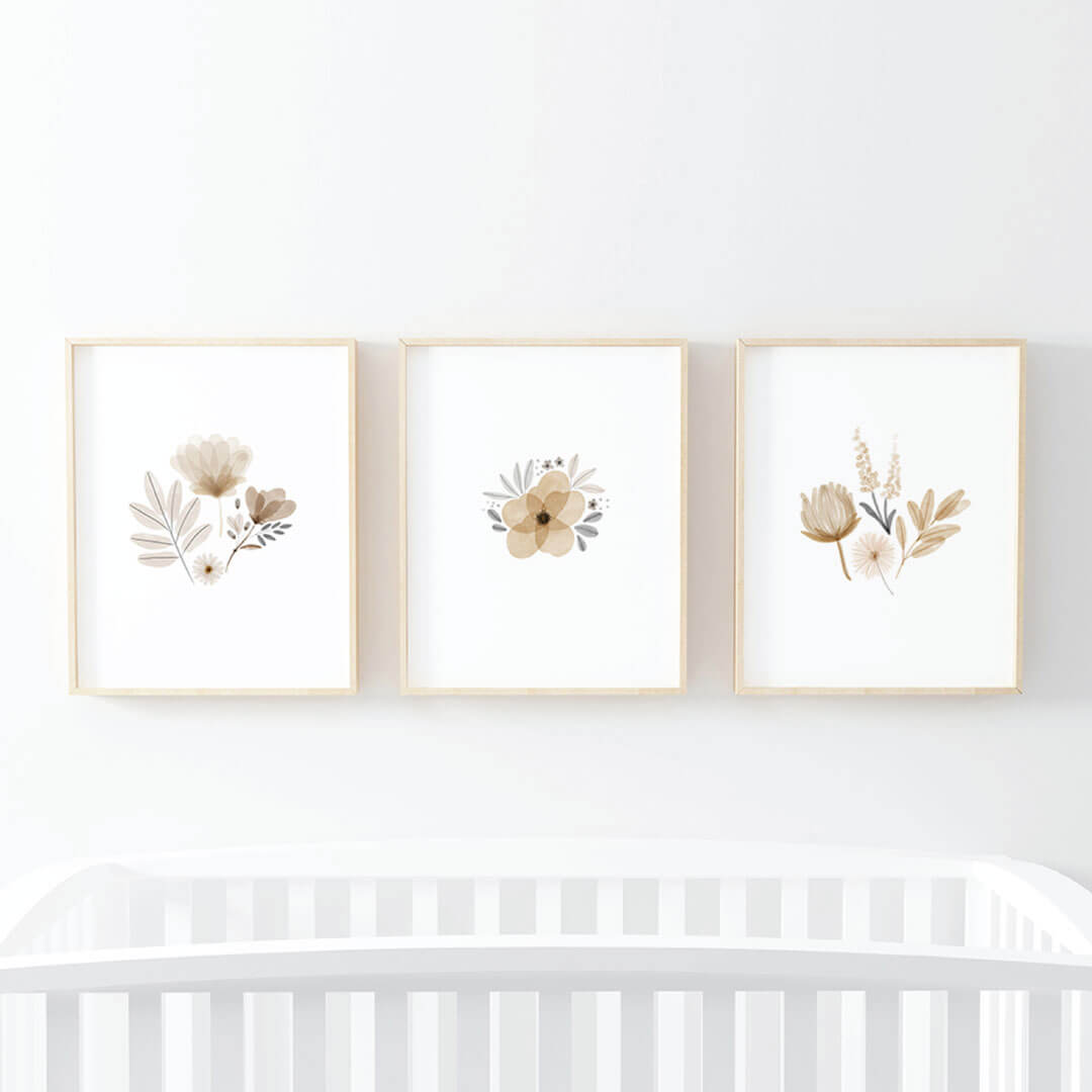 Navie's Neutral Floral Bundled Digital Nursery Wall Art