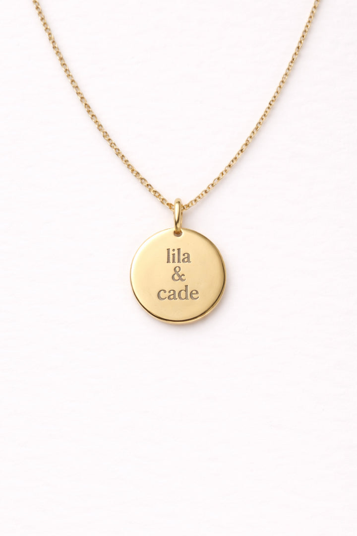 engraved circle charm necklace