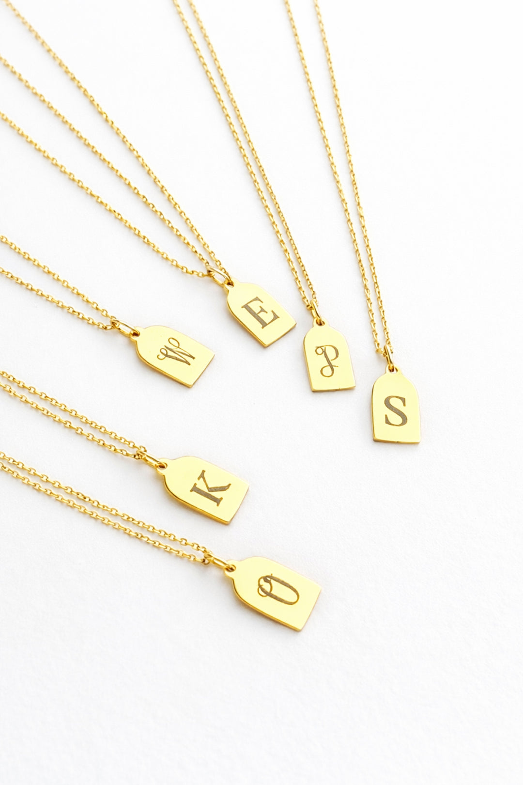 engraved tag charm necklaces