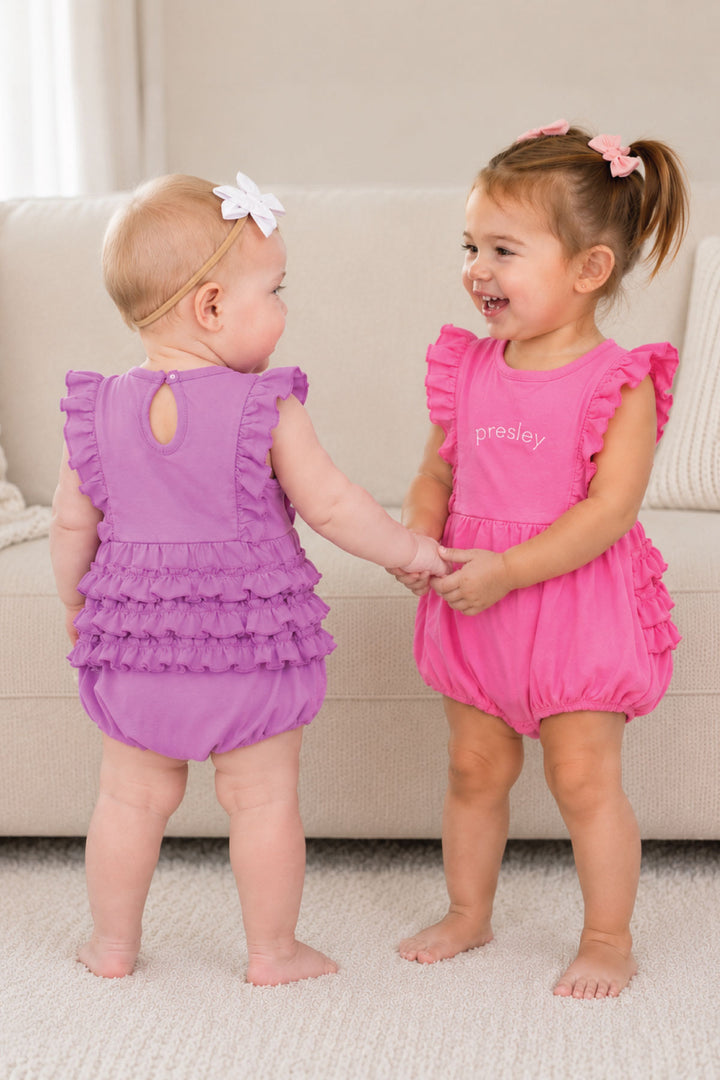 ruffle bottom and sleeve embroidered outfits for girls
