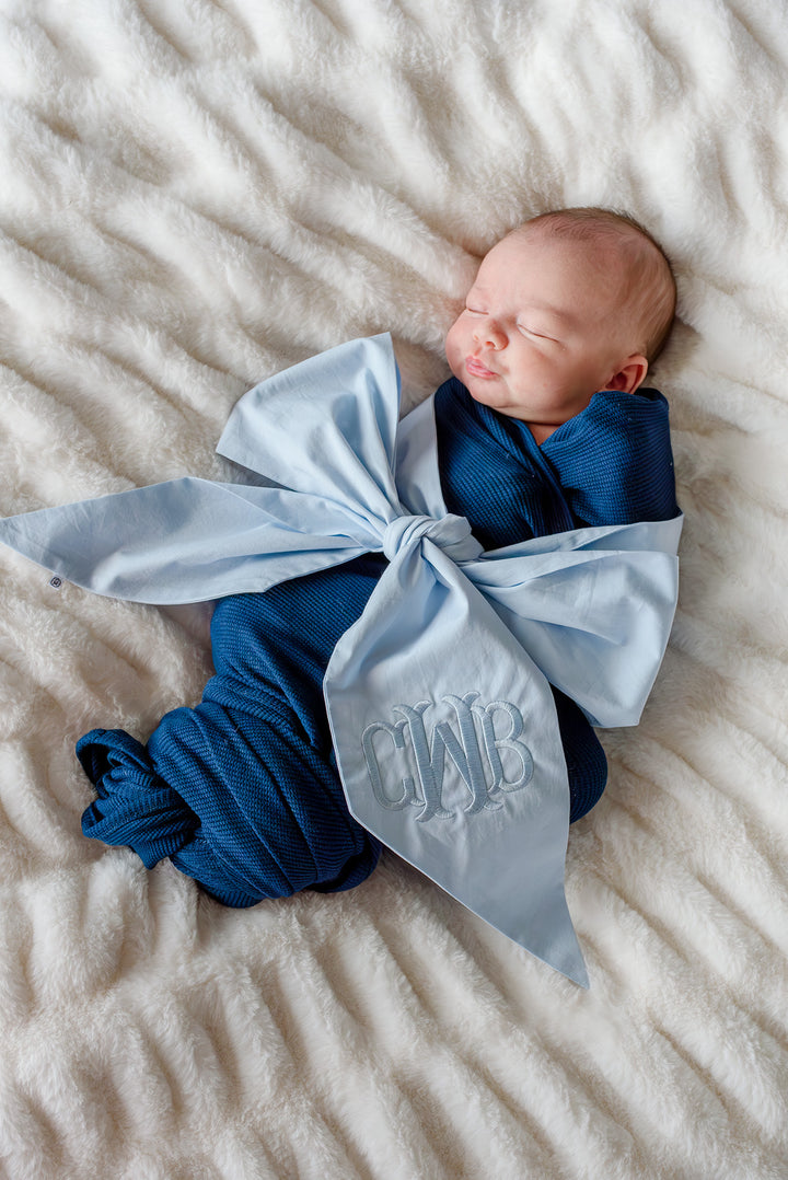 newborn bow sash blue