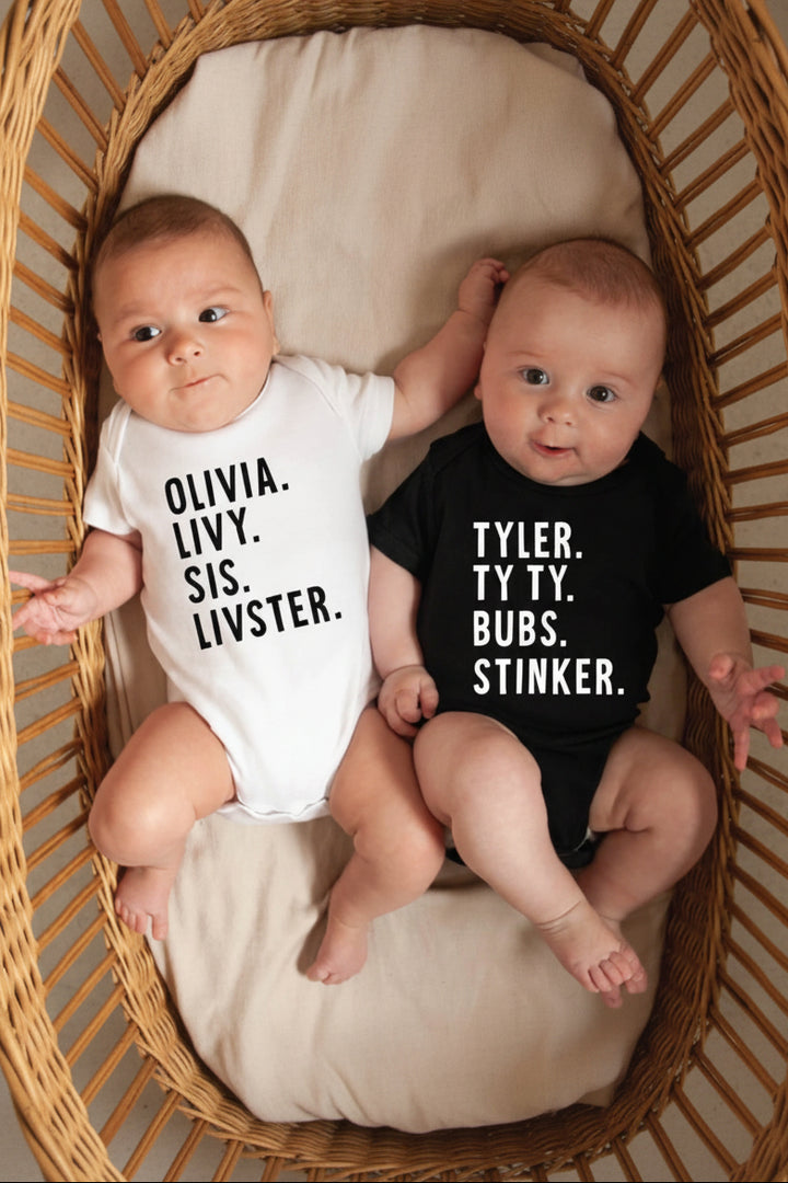 personalized nickname graphic bodysuit white 