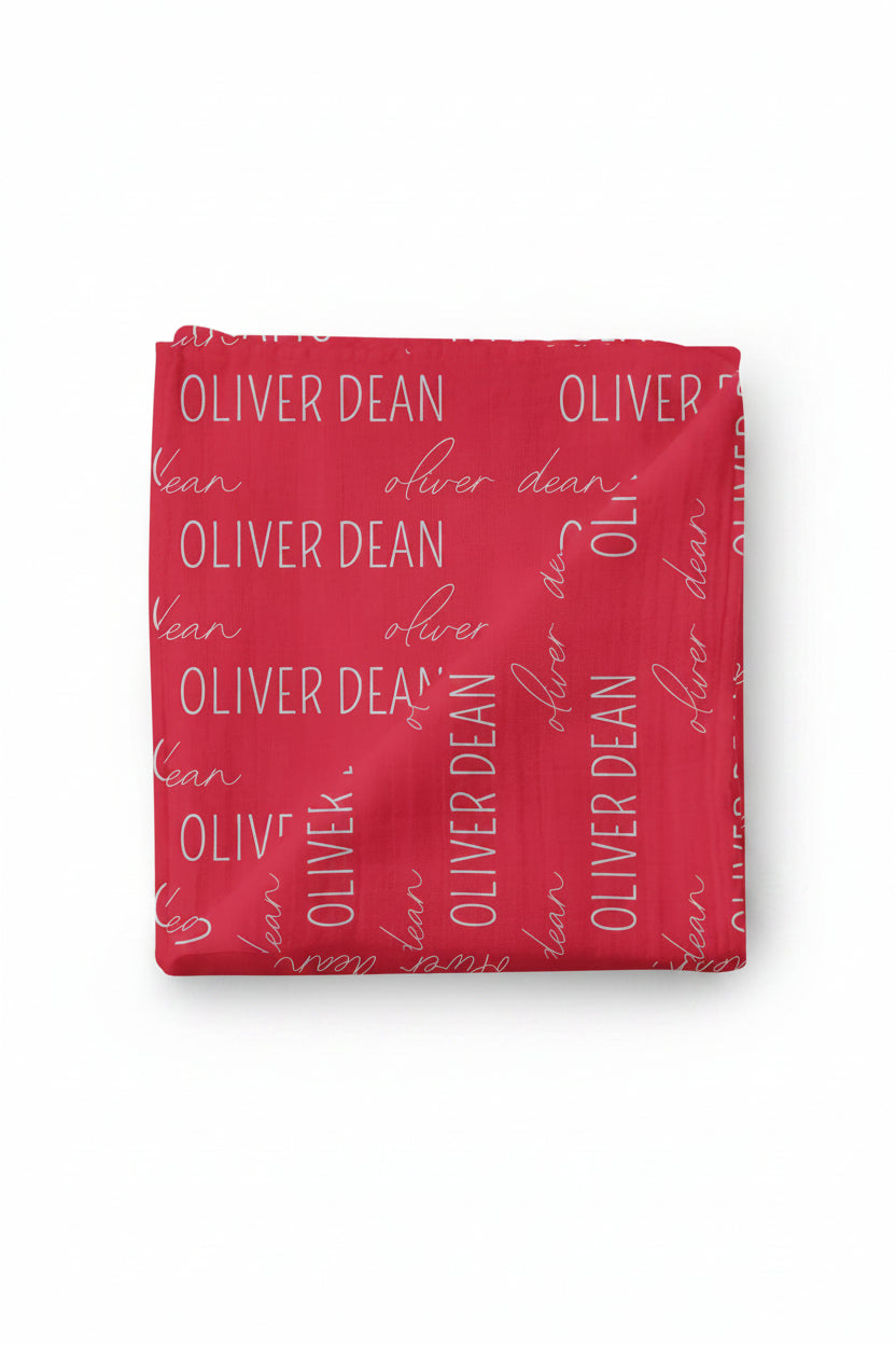 red personalized swaddle blanket 