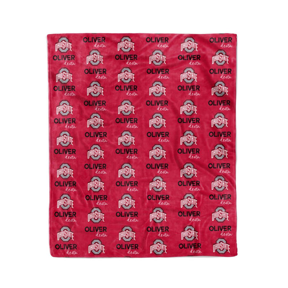 osu personalized name blanket for kids red 