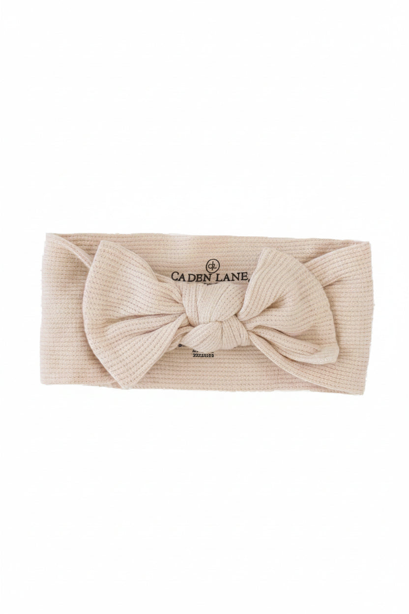oatmeal waffle knit large bow headwrap