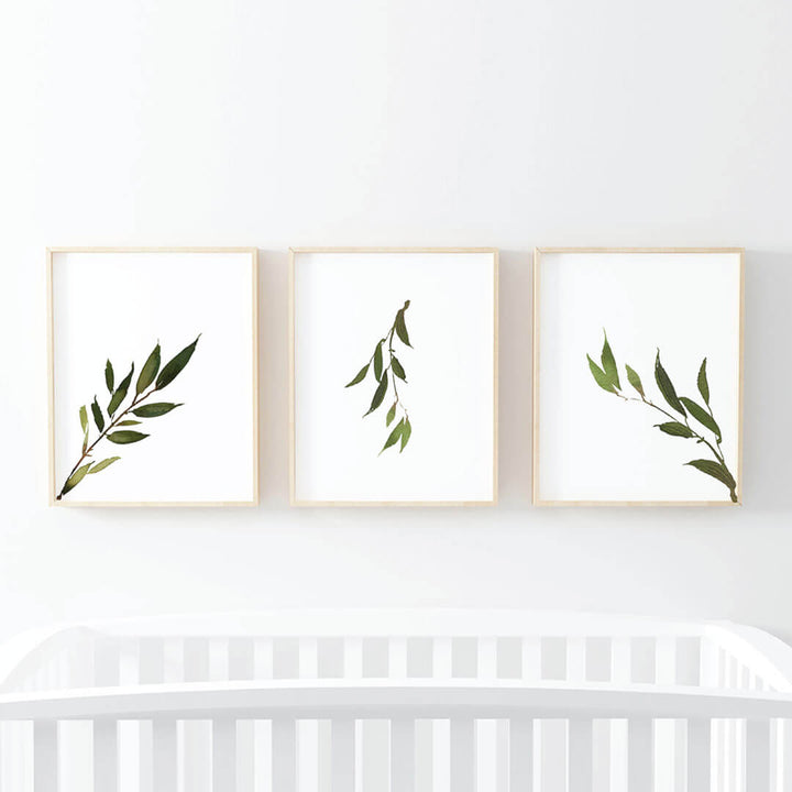 olive leaf nursery wall art set