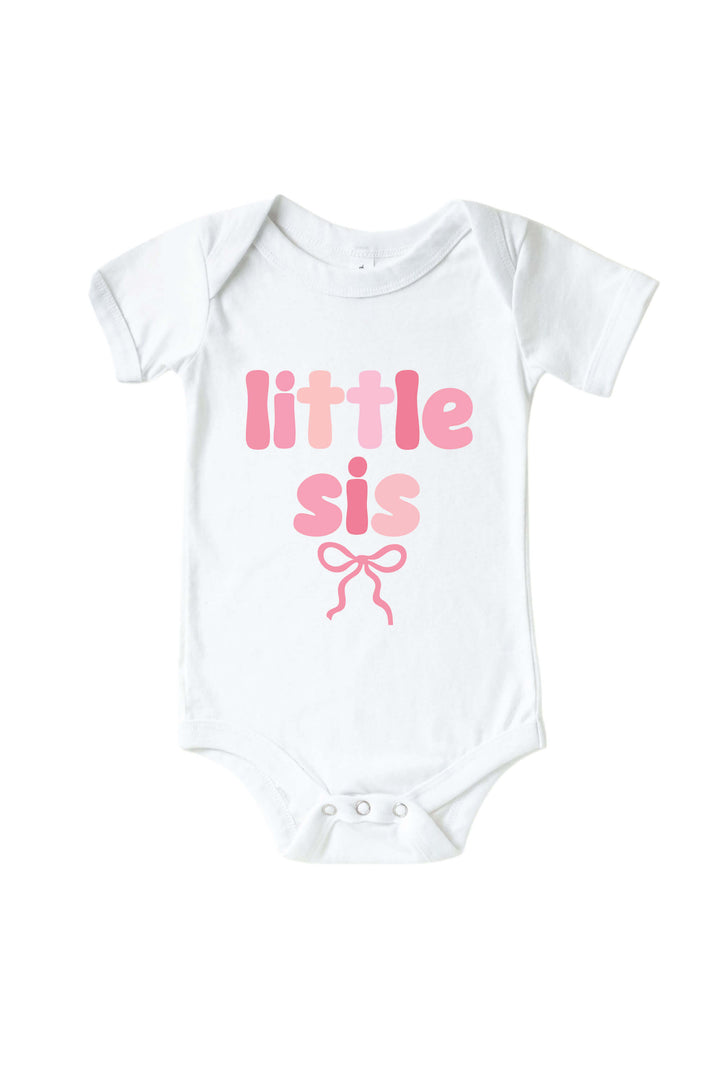 little sis bow graphic bodysuit with short sleeves 