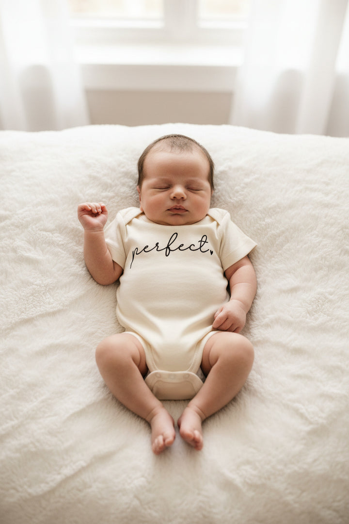 perfect graphic cotton infant bodysuit in natural, conceive fertility foundation 2026 collection