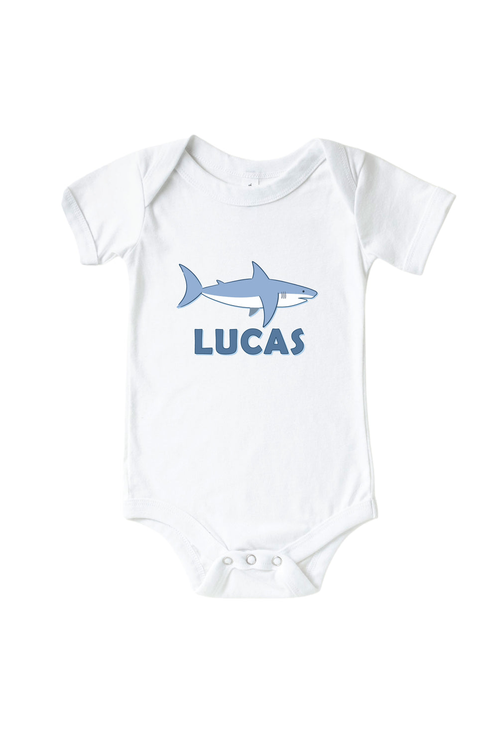 personalized shark graphic tee for toddlers in white