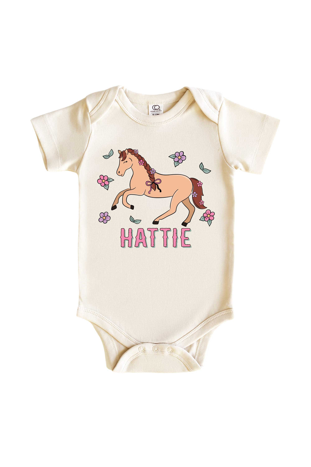 pony club pink personalized graphic bodysuit for girls