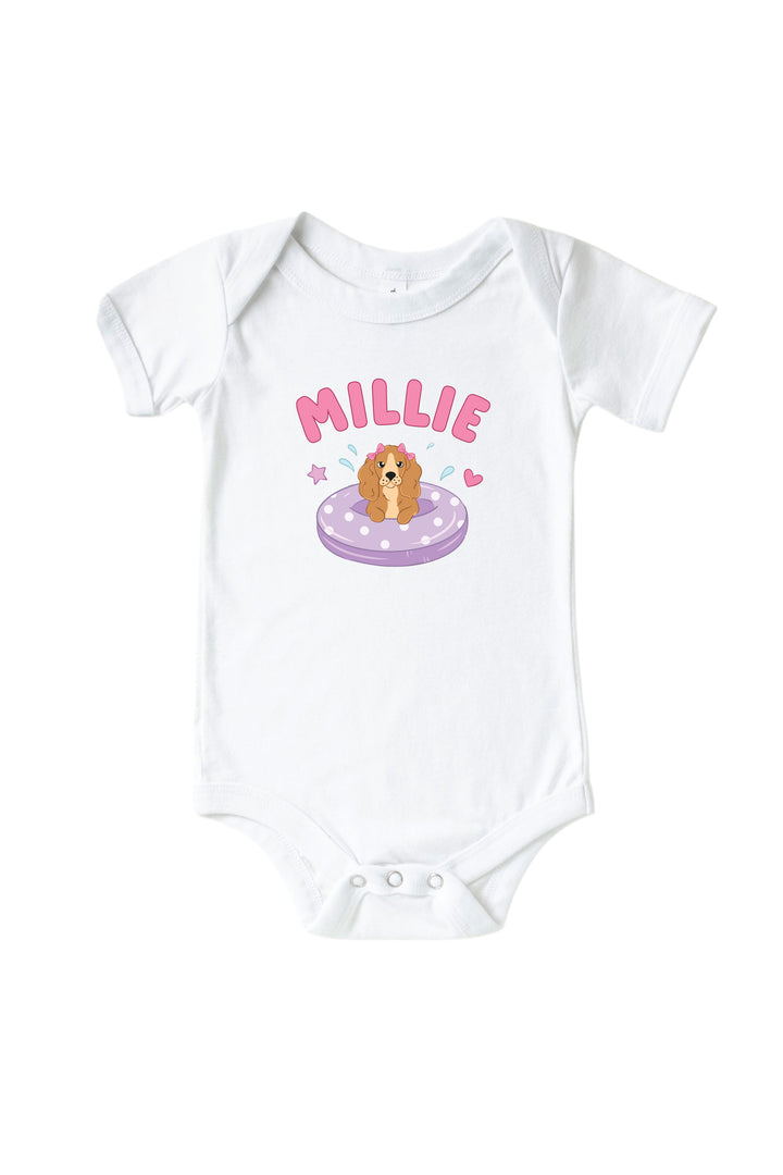 personalized dog print graphic bodysuit and tee set for babies
