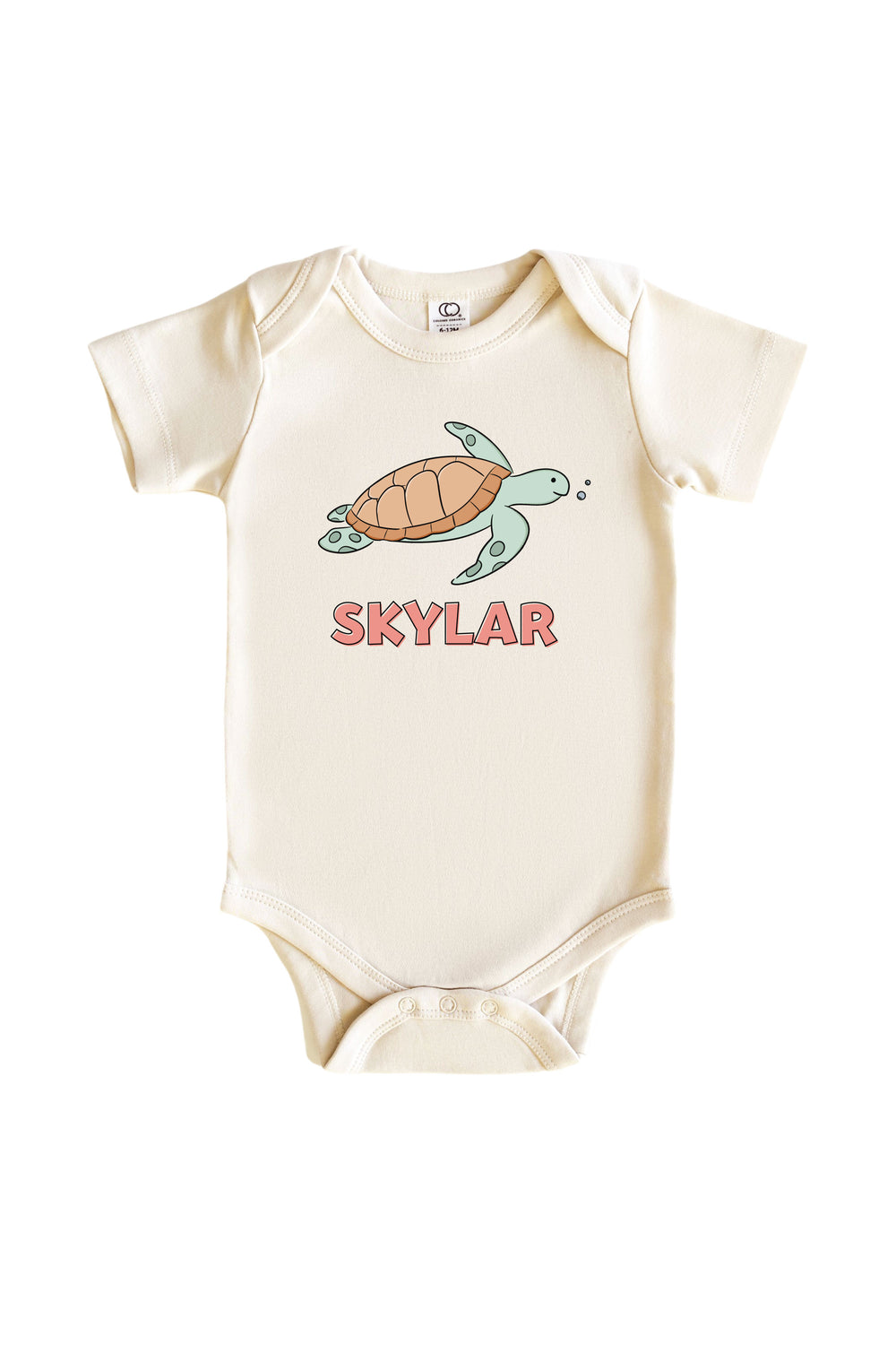 personalized turtley rad graphic bodysuit and kids tee in natural – customizable with a name