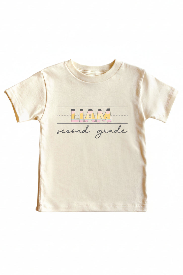 personalized second grade graphic tee for kids 