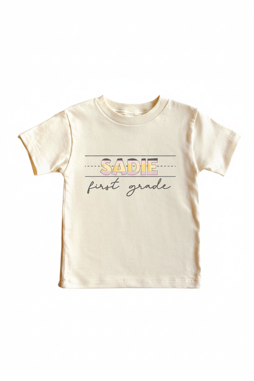 personalized first grade graphic tee for kids 