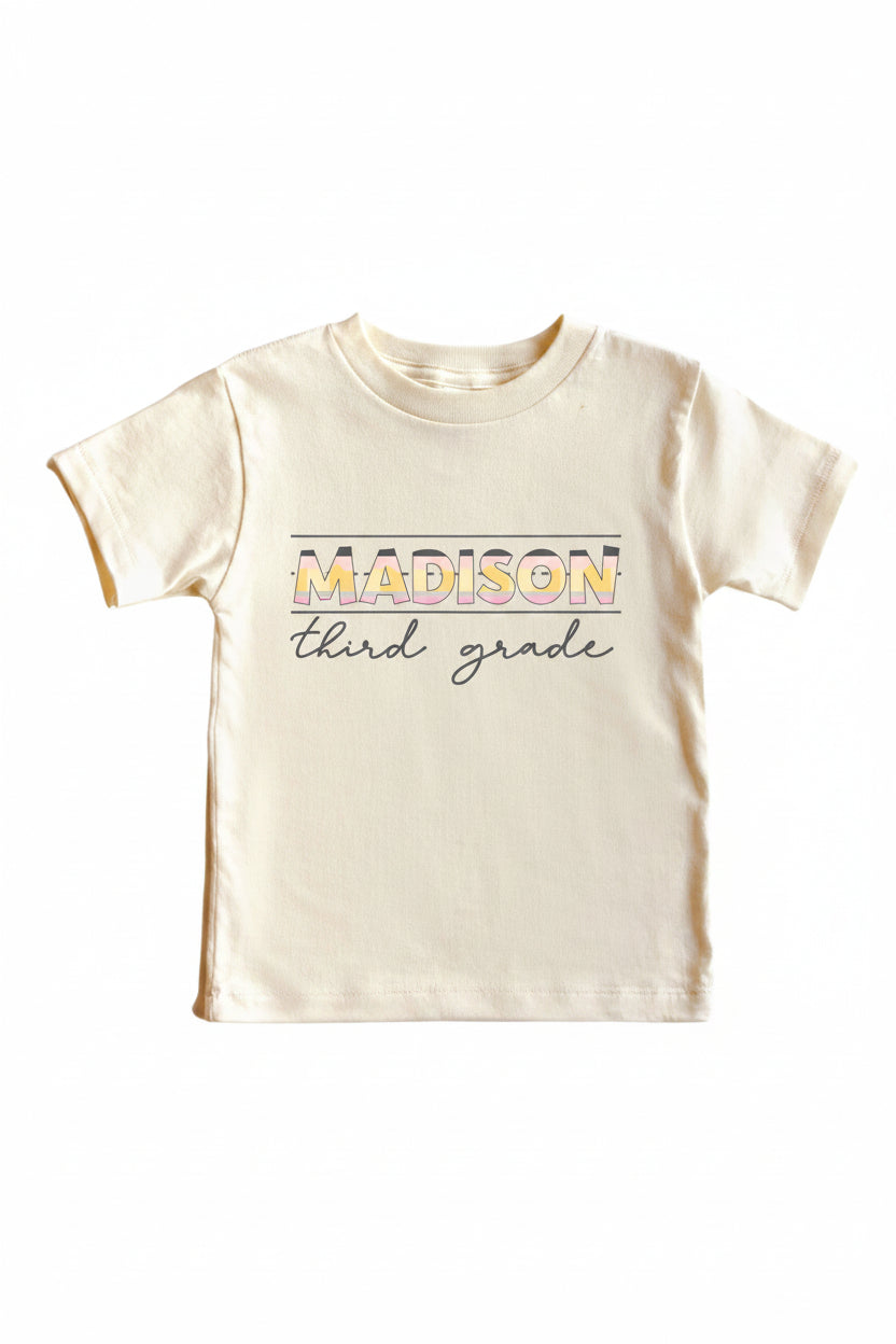 personalized third grade graphic tee for kids 