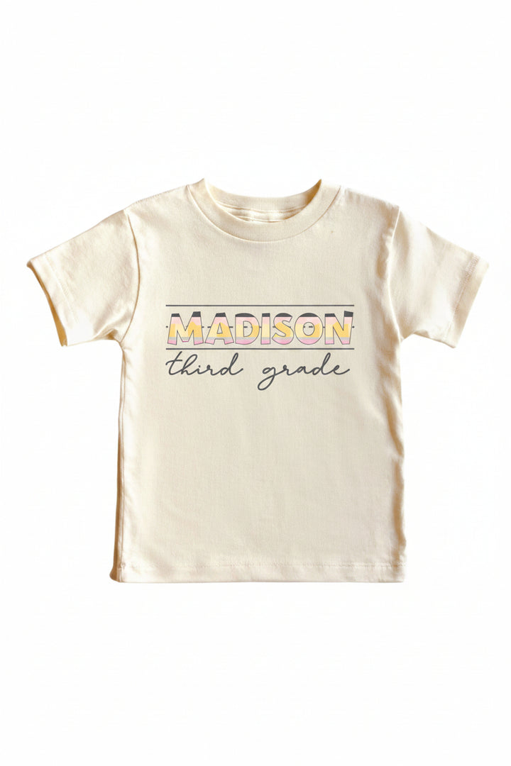 personalized third grade graphic tee for kids 