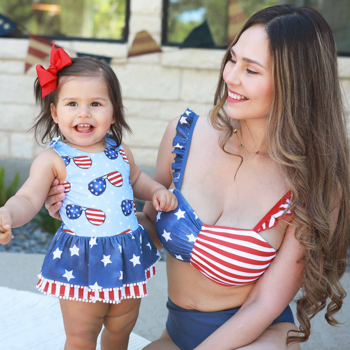 matching family swim for the fourth of july 
