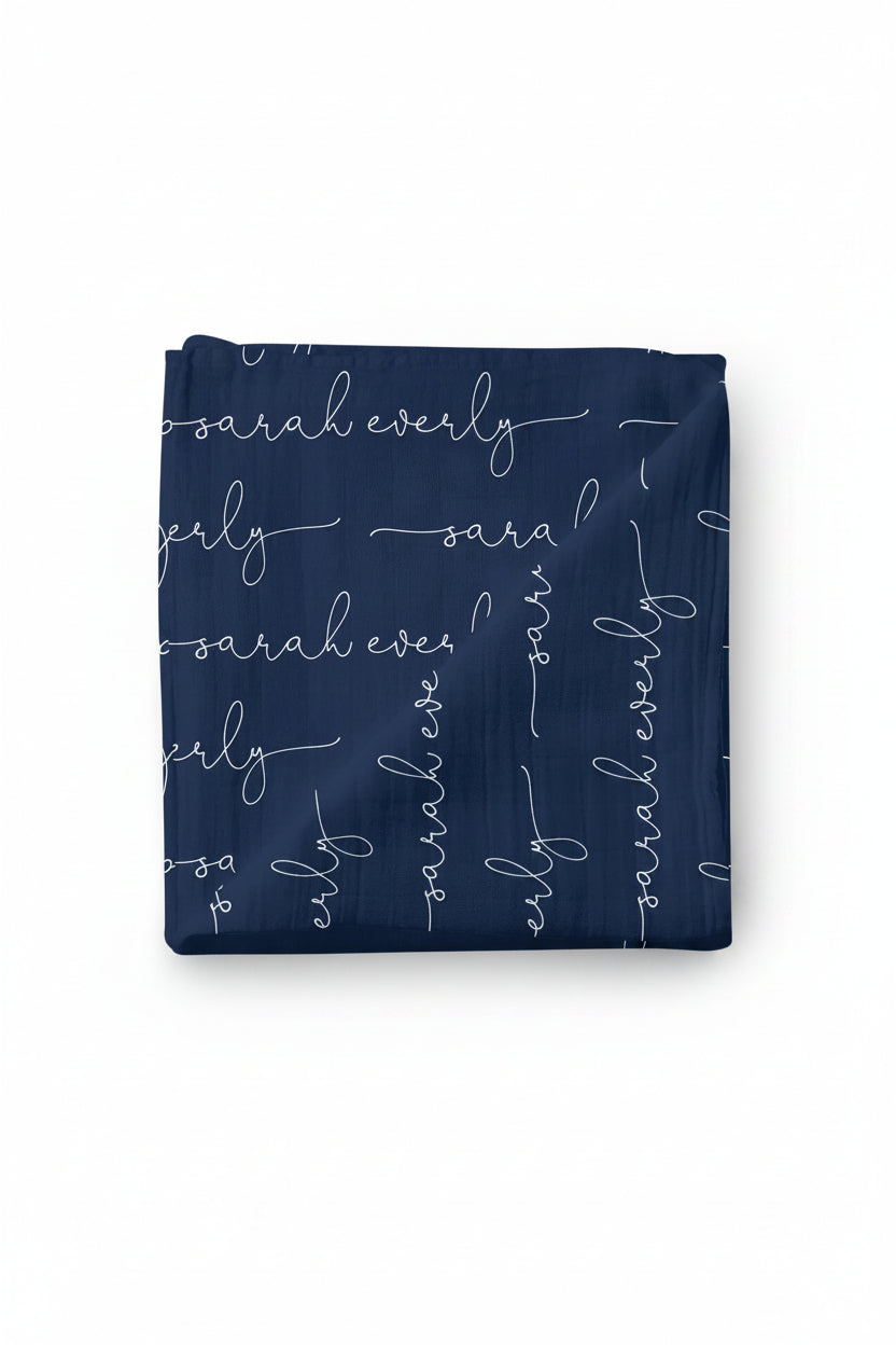 personalized swaddle navy 