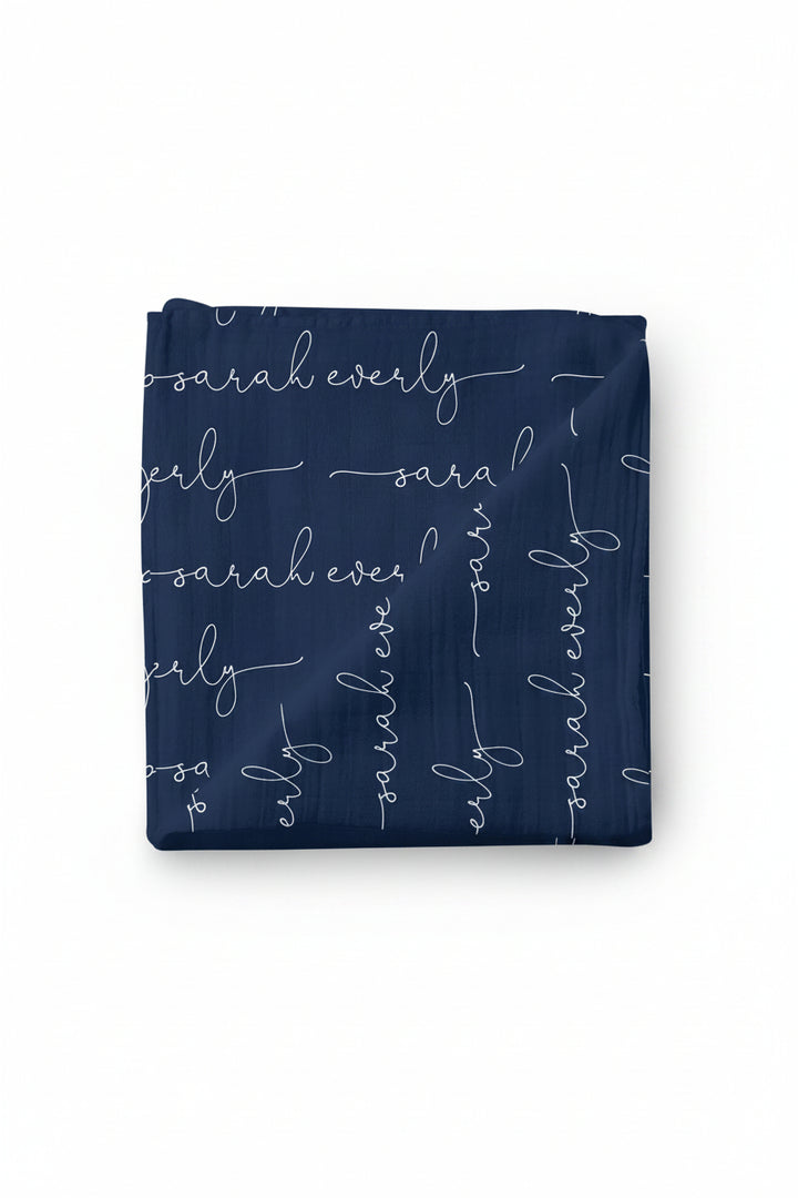 personalized swaddle navy 