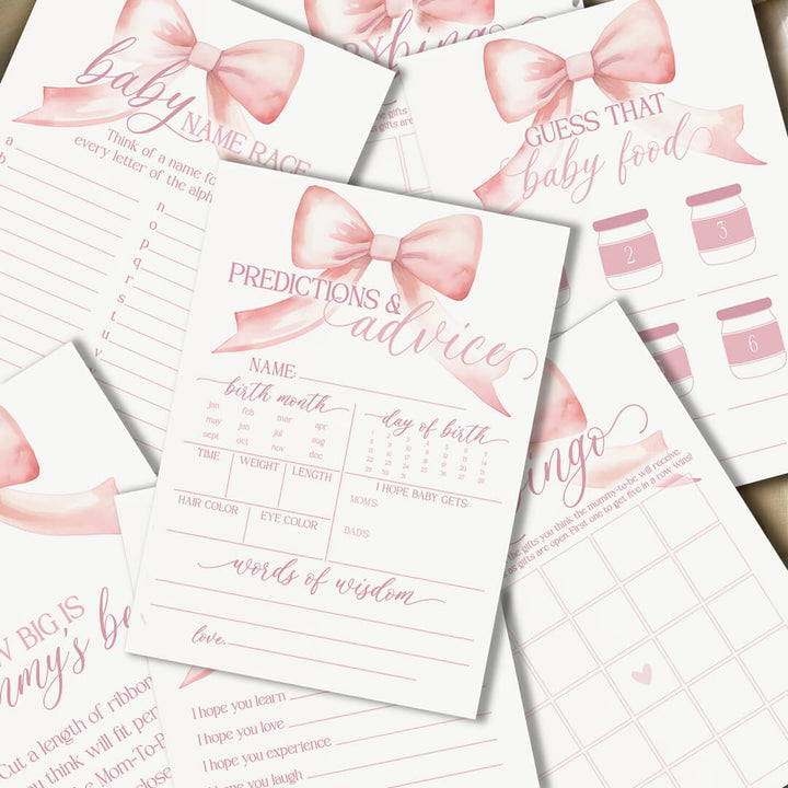Bow Baby Shower Games - Free Baby Shower Digital Download