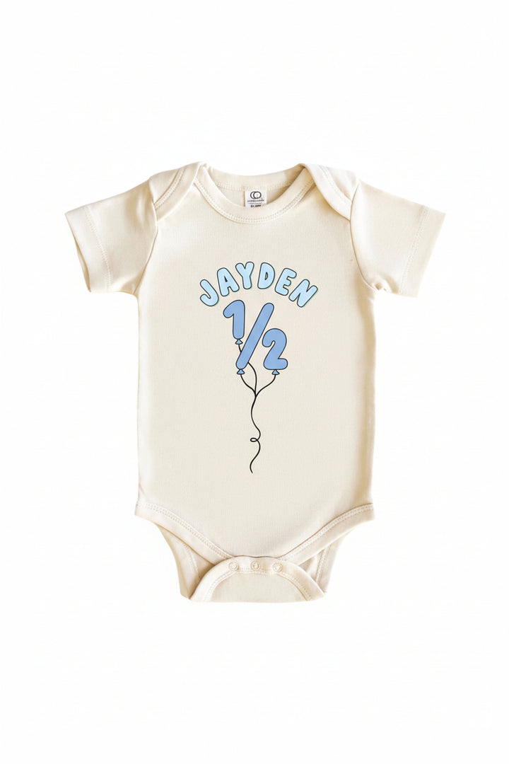 party time personalized 1/2 birthday baby bodysuit 