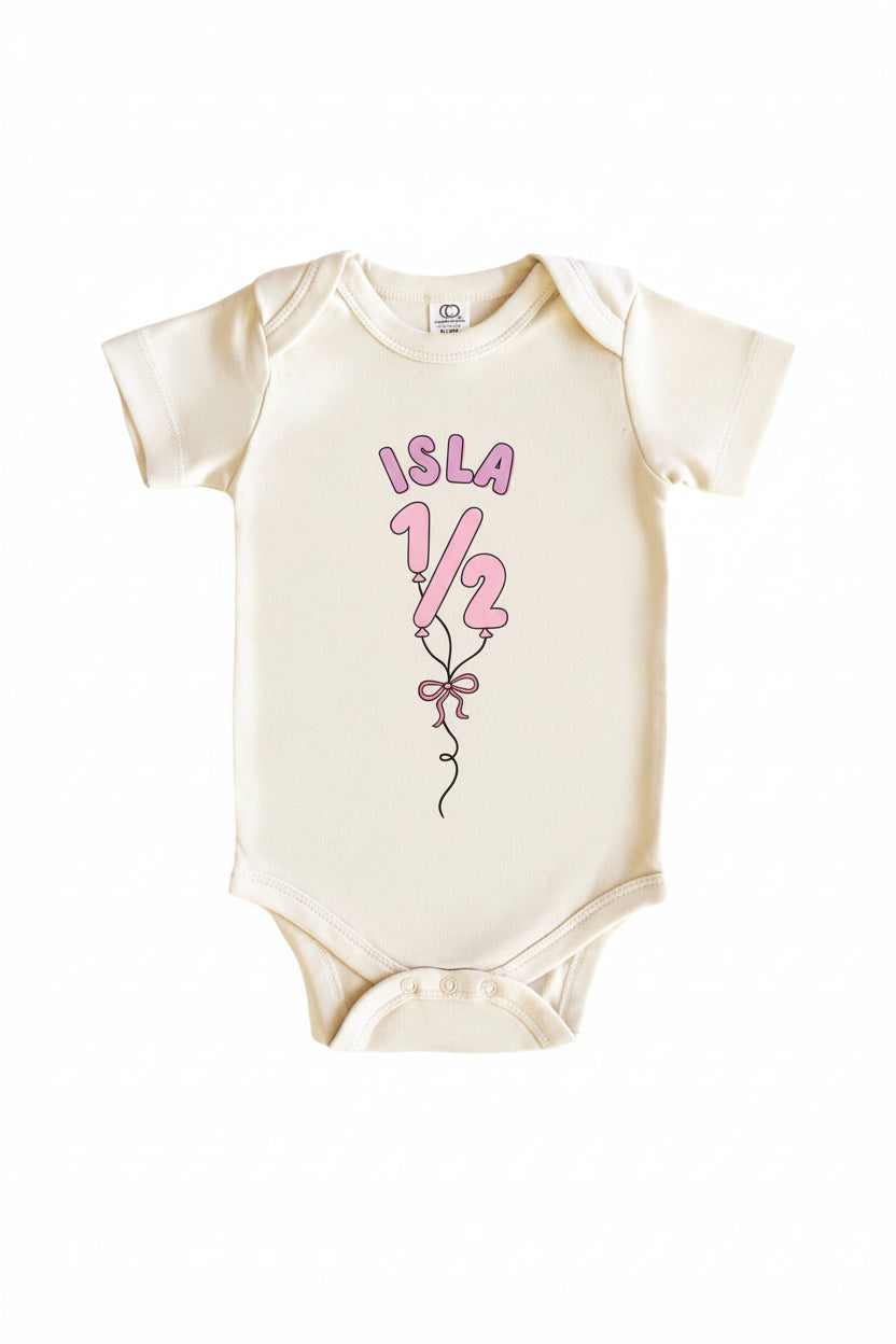 1/2 birthday personalized graphic bodysuit for girls 