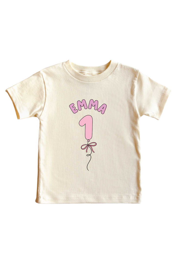 Personalized Pink Birthday Graphic Bodysuit & Kids Tee | Natural