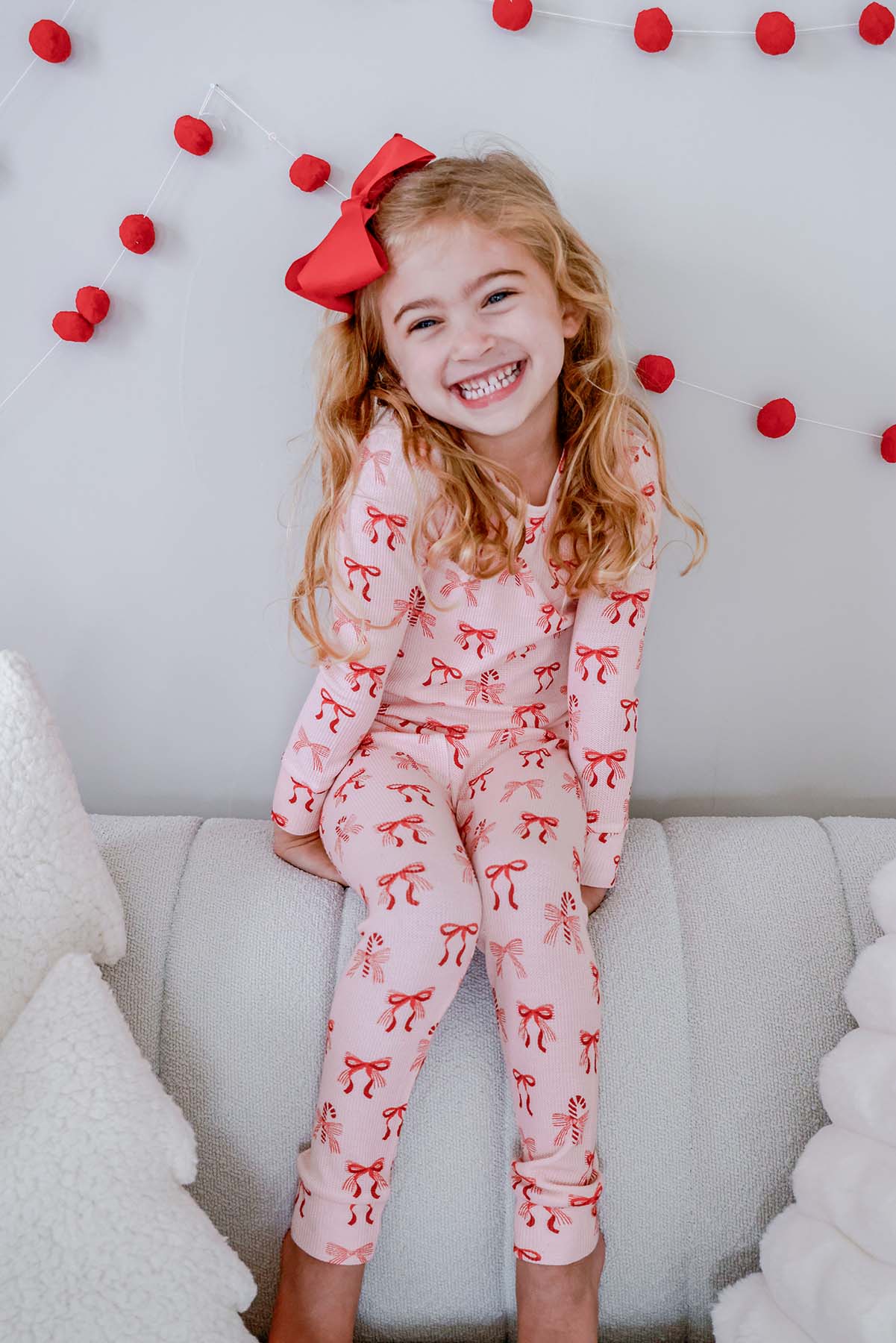 Christmas Bamboo Waffle Two-Piece Pajama Set | Peppermint Bows