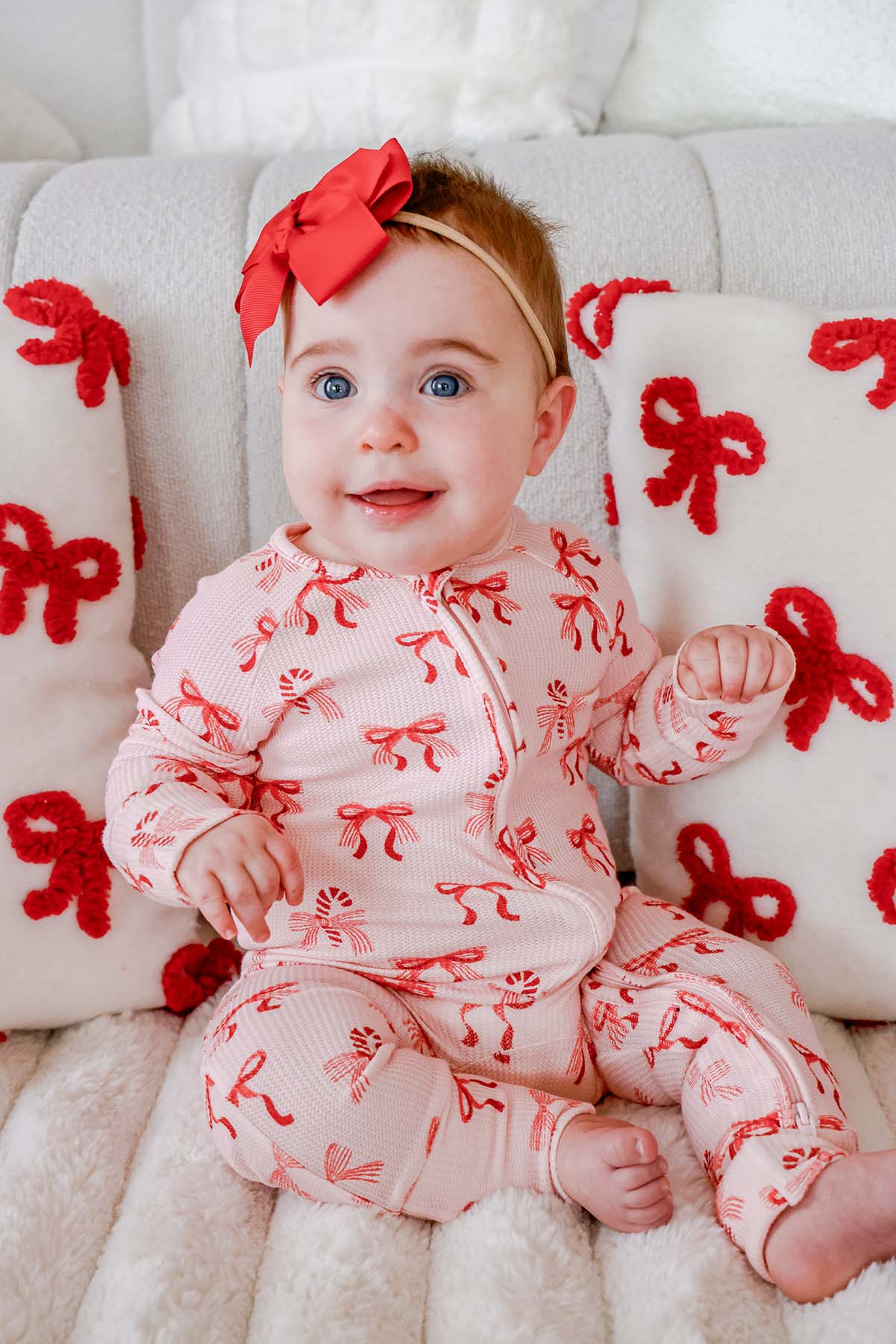 Christmas Bamboo Waffle Convertible Zipper Romper | Peppermint Bows
