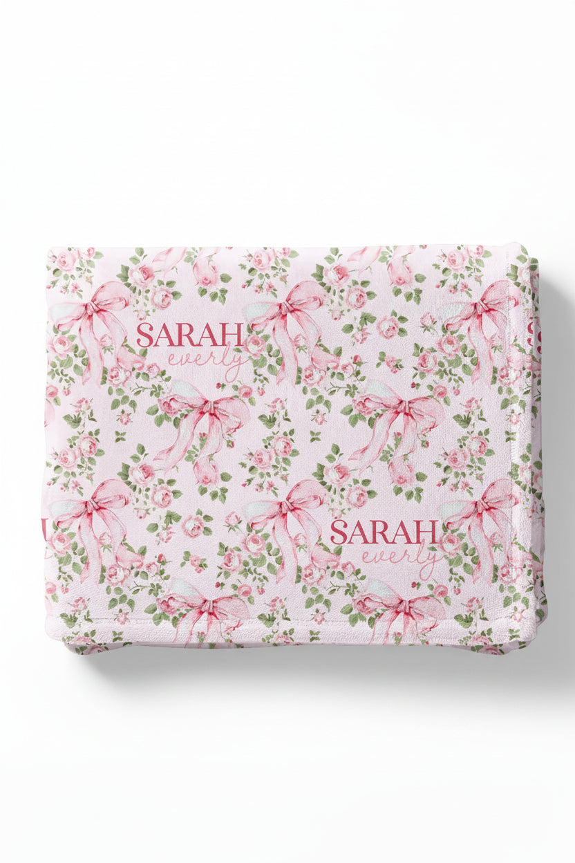 Bows in Bloom Personalized Kids Blanket