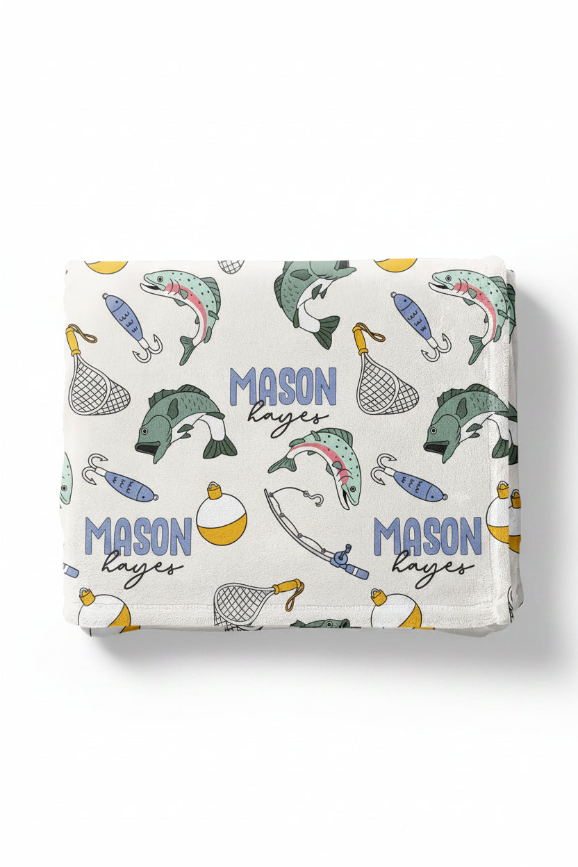 kids personalized blanket catch of the day