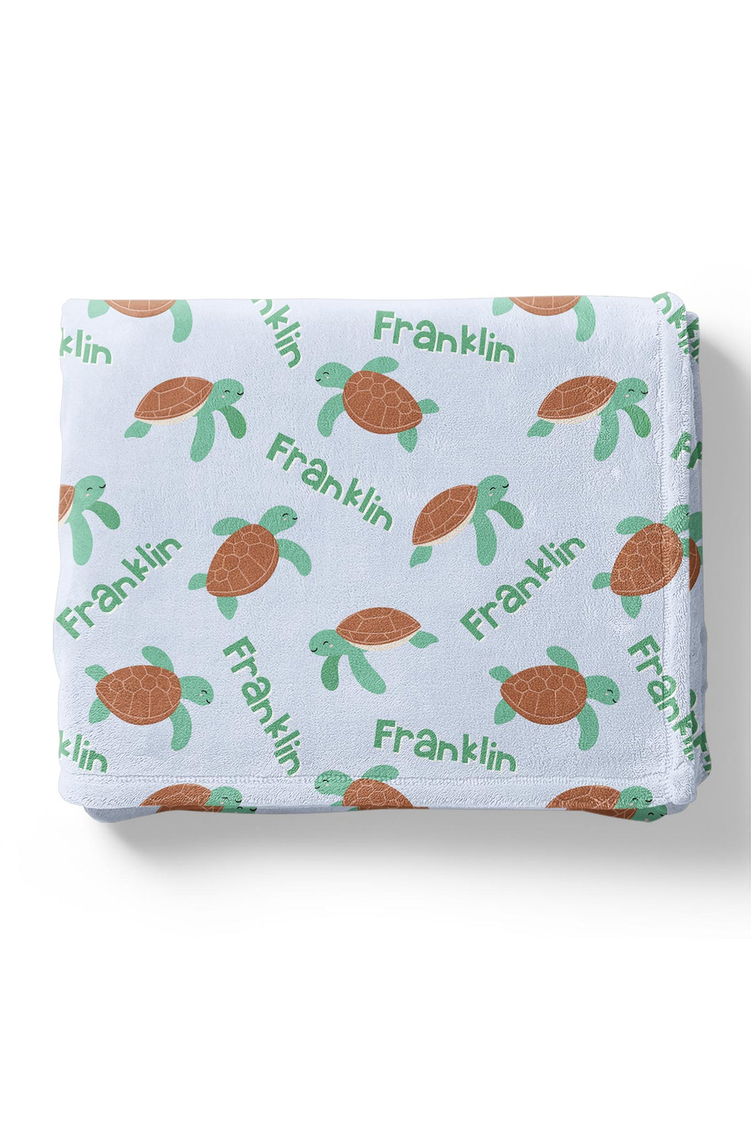 coastal cruisers personalized kids blanket folded to show turtle ocean design