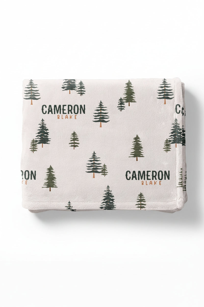 pine tree personalized kids blanket 